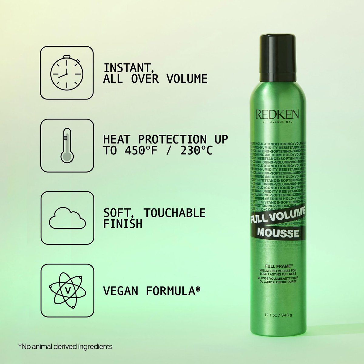 Redken Full Volume Hair Mousse - Volumizing & Body, Moisturizing Heat Protectant Styling Cream for All Hair Types, 12.1 Fl Oz Avelisse
