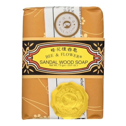 Bee & Flower Chinese Sandalwood Soap - 2.65 oz Bar, Pack of 12 - Classic Fragrance Bar Soap for Skin Cleansing Avelisse