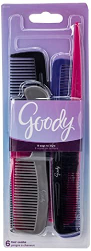 Goody Family Set of 6 Hair Combs - Assorted Colors - Durable Plastic for All Hair Types Avelisse