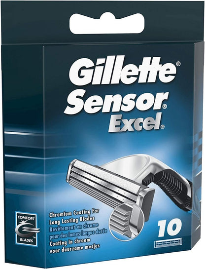 Gillette Sensor Excel Shaving Cartridges for Men (10 Count) - Smooth, Close Shave