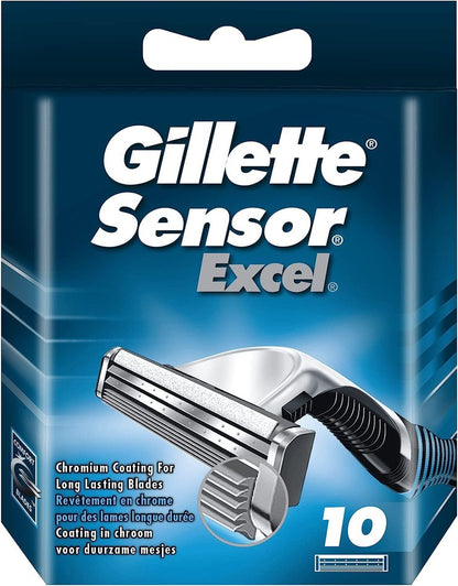 Gillette Sensor Excel Shaving Cartridges for Men (10 Count) - Smooth, Close Shave