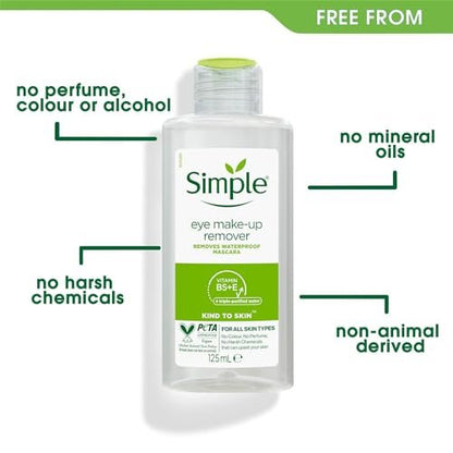 Simple Kind To Eyes Eye Make Up Remover, 125 ml – Gentle Micellar Cleansing Water