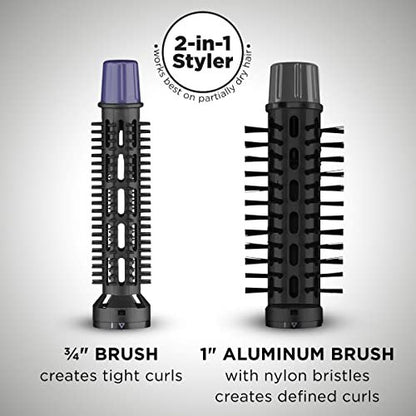 Conair 2-in-1 Hot Air Styling Curl Brush - Volumizing Blow Dryer & Curler, 2 Piece Set Avelisse