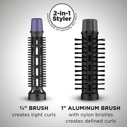 Conair 2-in-1 Hot Air Styling Curl Brush - Volumizing Blow Dryer & Curler, 2 Piece Set Avelisse