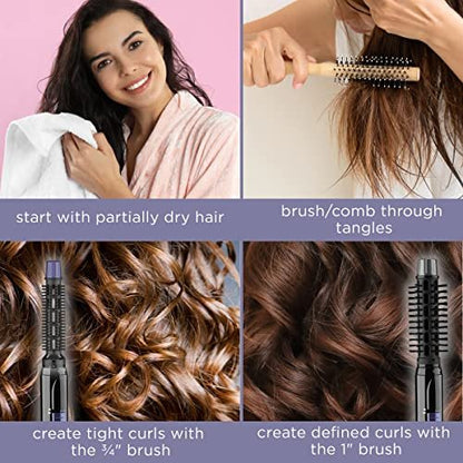 Conair 2-in-1 Hot Air Styling Curl Brush - Volumizing Blow Dryer & Curler, 2 Piece Set Avelisse