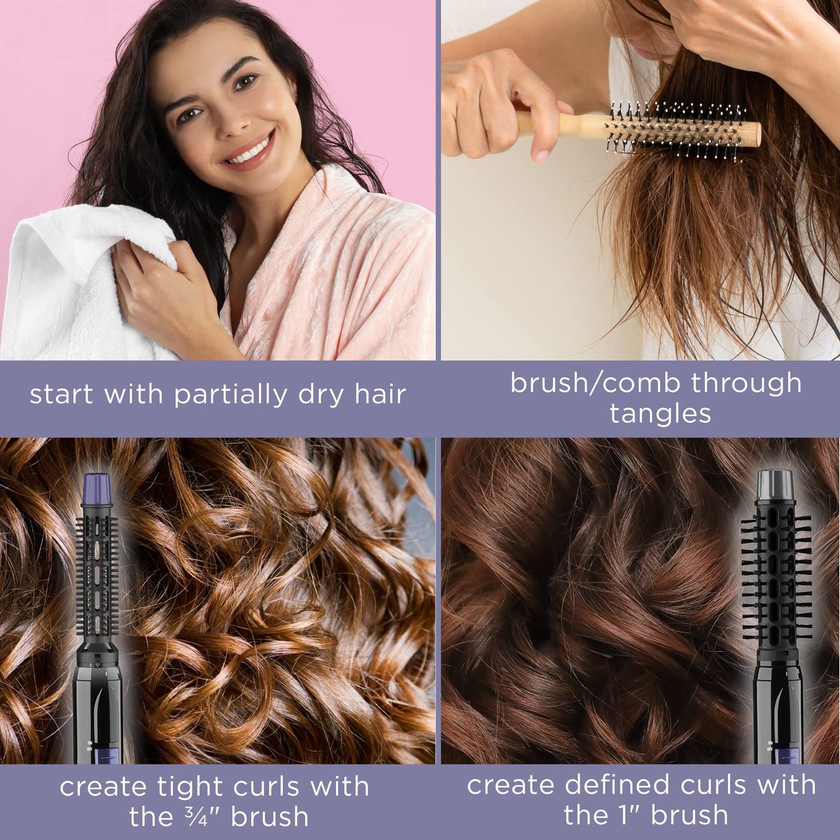 Conair 2-in-1 Hot Air Styling Curl Brush - Volumizing Blow Dryer & Curler, 2 Piece Set Avelisse