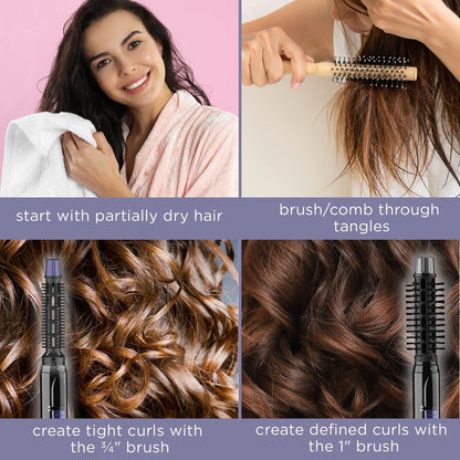 Conair 2-in-1 Hot Air Styling Curl Brush - Volumizing Blow Dryer & Curler, 2 Piece Set Avelisse