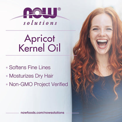 NOW Foods Solutions Apricot Kernel Oil - 4 oz Hair Moisturizer & Rejuvenating Skin Oil