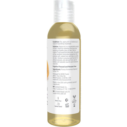 NOW Foods Solutions Apricot Kernel Oil - 4 oz Hair Moisturizer & Rejuvenating Skin Oil