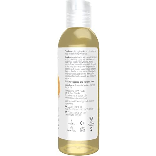 NOW Foods Solutions Apricot Kernel Oil - 4 oz Hair Moisturizer & Rejuvenating Skin Oil - görsel 4
