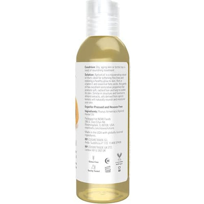 NOW Foods Solutions Apricot Kernel Oil - 4 oz Hair Moisturizer & Rejuvenating Skin Oil