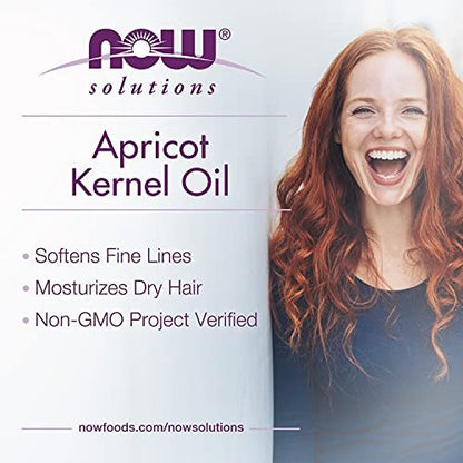 NOW Foods Solutions Apricot Kernel Oil - 4 oz Hair Moisturizer & Rejuvenating Skin Oil