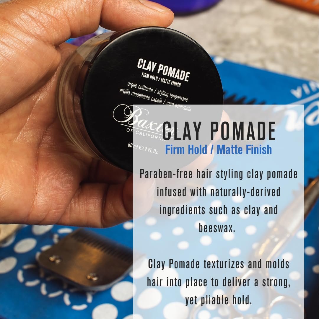 Baxter of California Clay Pomade - Strong Hold Matte Hair Clay for Men, Texturizing & Thickening, Natural Definition & All-Day Control, 2 oz Avelisse