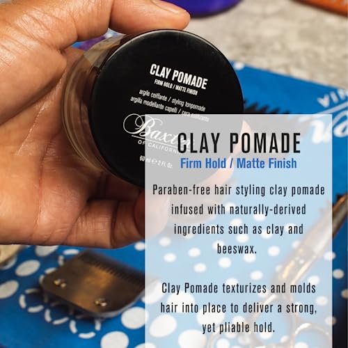 Baxter of California Clay Pomade - Strong Hold Matte Hair Clay for Men, Texturizing & Thickening, Natural Definition & All-Day Control, 2 oz Avelisse