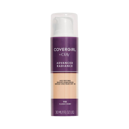 COVERGIRL Advanced Radiance Age-Defying Liquid Foundation - 110 Classic Ivory, 1 fl oz