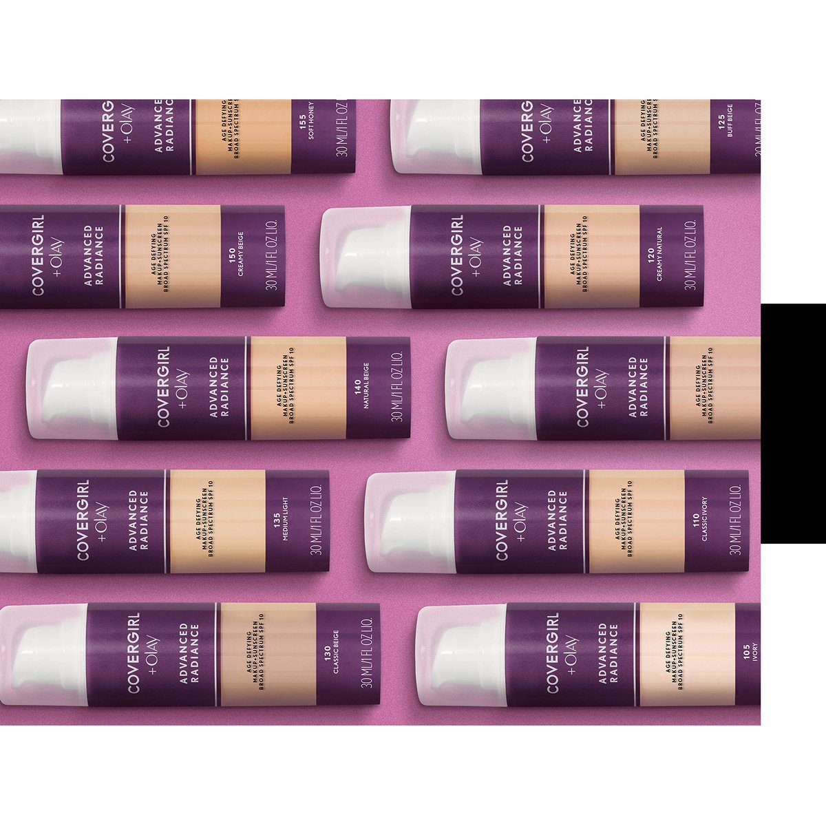 COVERGIRL Advanced Radiance Age-Defying Liquid Foundation - 110 Classic Ivory, 1 fl oz - görsel 10