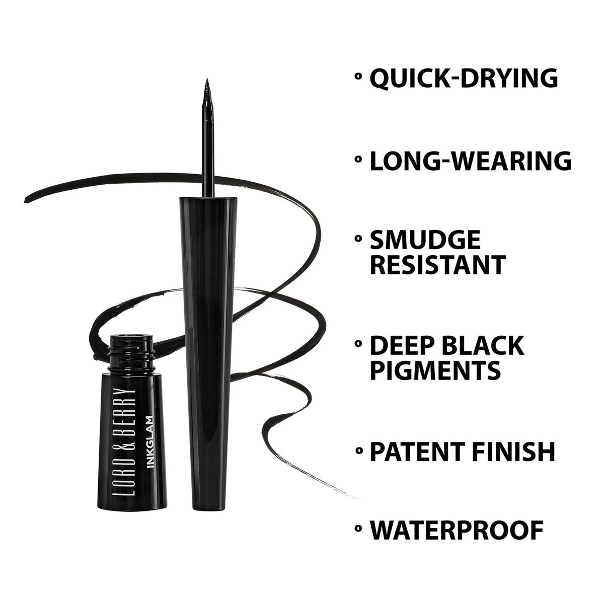 Lord & Berry Inkglam Eyeliner - Waterproof 24 Hour Wear, Shiny Finish, Black 1121 - görsel 3