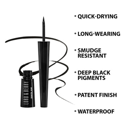 Lord & Berry Inkglam Eyeliner - Waterproof 24 Hour Wear, Shiny Finish, Black 1121