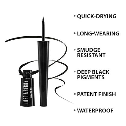 Lord & Berry Inkglam Eyeliner - Waterproof 24 Hour Wear, Shiny Finish, Black 1121
