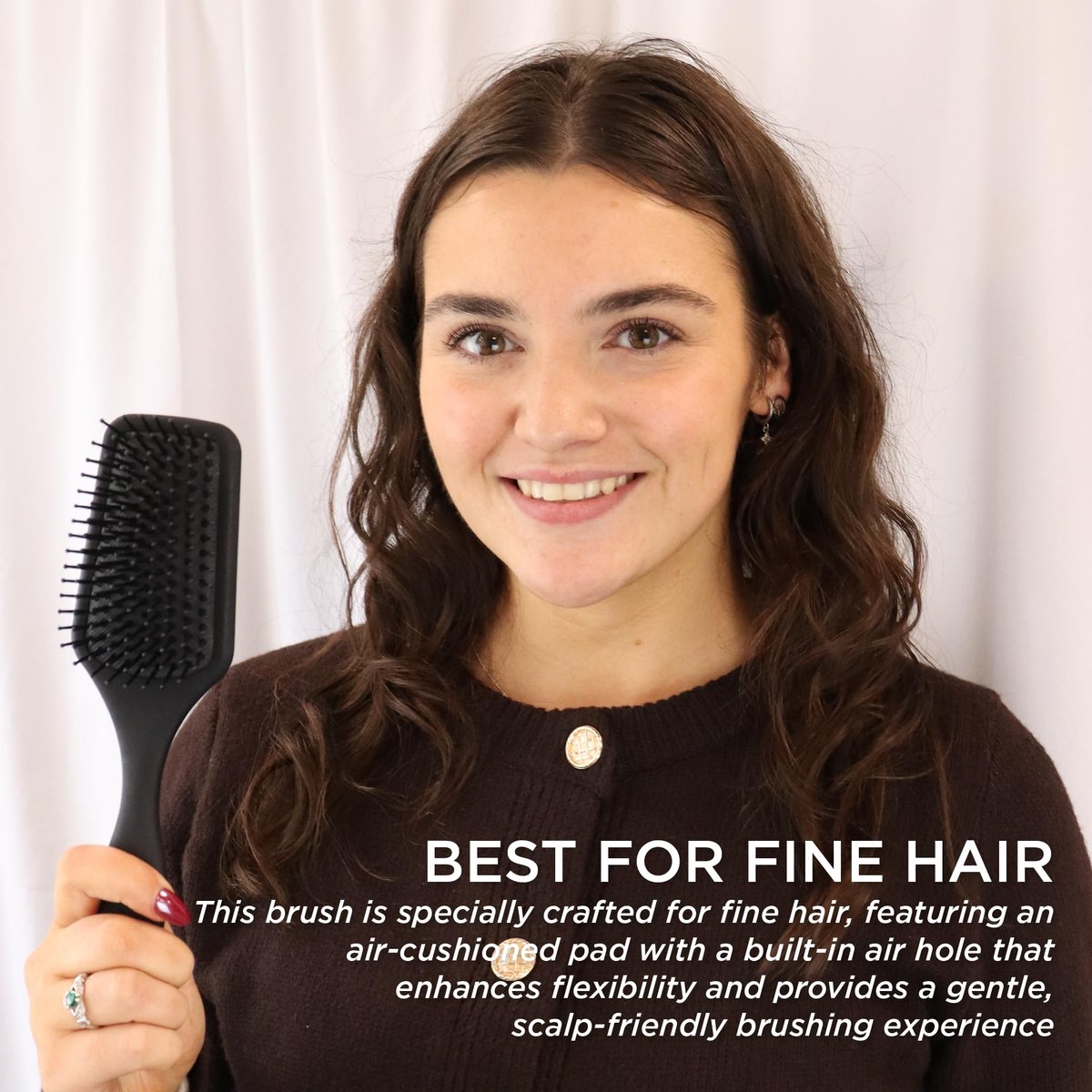 Denman D84 Mini Paddle Cushion Hair Brush – Black, Travel-Friendly Detangling & Blow-Drying Brush for Smooth, Straight Styles Avelisse
