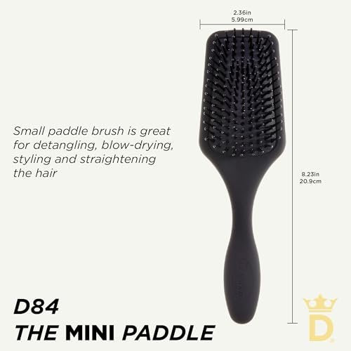 Denman D84 Mini Paddle Cushion Hair Brush – Black, Travel-Friendly Detangling & Blow-Drying Brush for Smooth, Straight Styles Avelisse