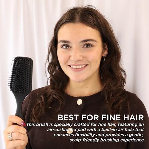 Denman D84 Mini Paddle Cushion Hair Brush – Black, Travel-Friendly Detangling & Blow-Drying Brush for Smooth, Straight Styles Avelisse
