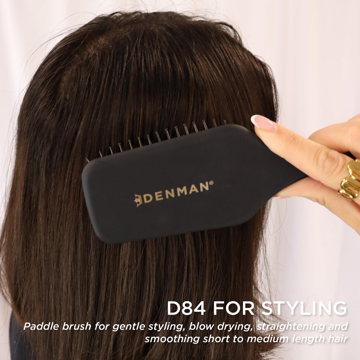 Denman D84 Mini Paddle Cushion Hair Brush – Black, Travel-Friendly Detangling & Blow-Drying Brush for Smooth, Straight Styles Avelisse