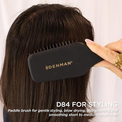 Denman D84 Mini Paddle Cushion Hair Brush – Black, Travel-Friendly Detangling & Blow-Drying Brush for Smooth, Straight Styles Avelisse