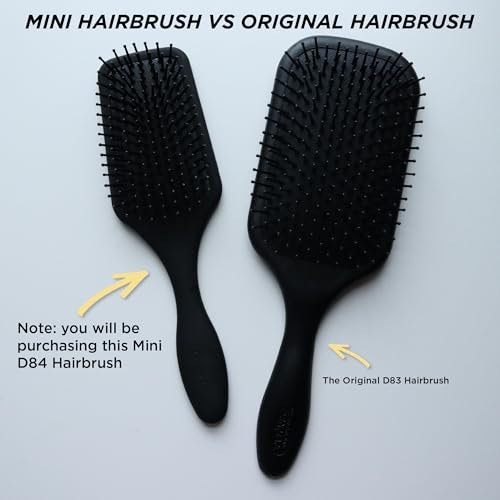 Denman D84 Mini Paddle Cushion Hair Brush – Black, Travel-Friendly Detangling & Blow-Drying Brush for Smooth, Straight Styles Avelisse