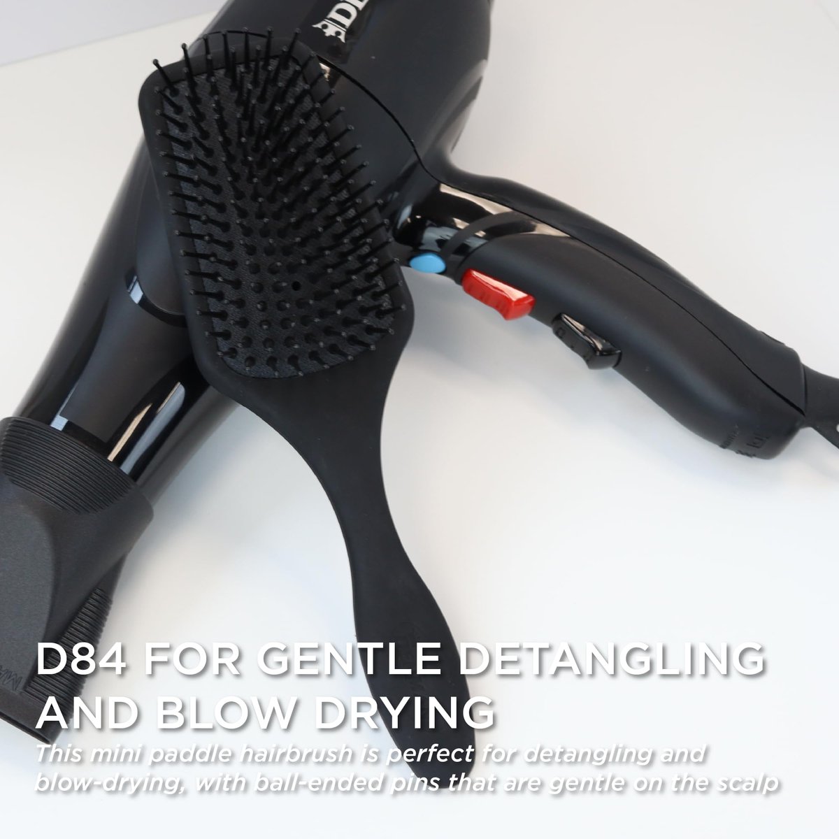 Denman D84 Mini Paddle Cushion Hair Brush – Black, Travel-Friendly Detangling & Blow-Drying Brush for Smooth, Straight Styles Avelisse