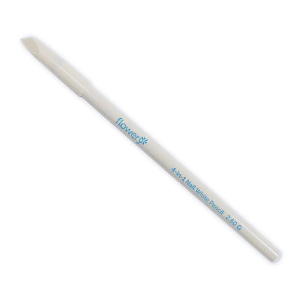 Flowery 4-in-1 White Nail Pencil – Under Nail Whitener & Cuticle Pusher for Natural French Manicure Look