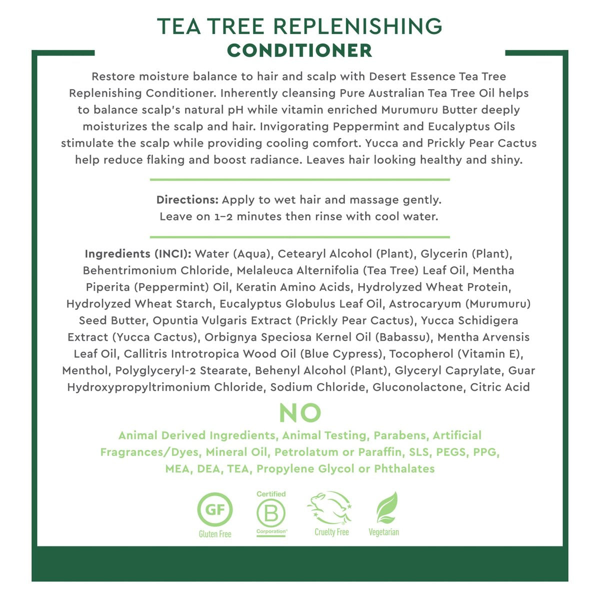 Desert Essence Tea Tree & Eucalyptus Conditioner for Scalp Treatment, Reduces Hair Breakage & Flaking, with Peppermint & Murumuru Butter, 12.7 Fl Oz Avelisse