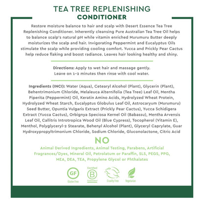 Desert Essence Tea Tree & Eucalyptus Conditioner for Scalp Treatment, Reduces Hair Breakage & Flaking, with Peppermint & Murumuru Butter, 12.7 Fl Oz Avelisse