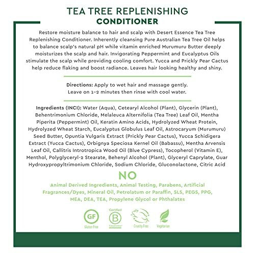 Desert Essence Tea Tree & Eucalyptus Conditioner for Scalp Treatment, Reduces Hair Breakage & Flaking, with Peppermint & Murumuru Butter, 12.7 Fl Oz Avelisse