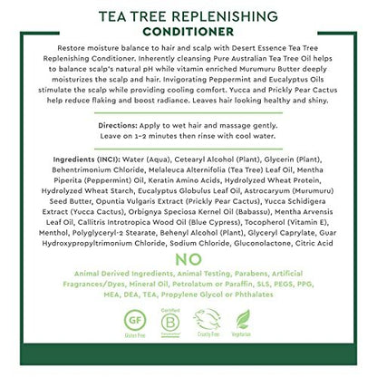 Desert Essence Tea Tree & Eucalyptus Conditioner for Scalp Treatment, Reduces Hair Breakage & Flaking, with Peppermint & Murumuru Butter, 12.7 Fl Oz Avelisse