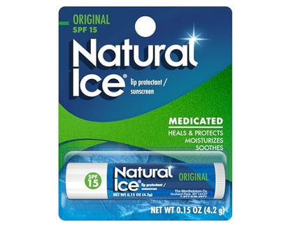 Mentholatum Natural Ice Lip Balm Original SPF 15 - 3-Pack (0.16 Fl Oz Each)