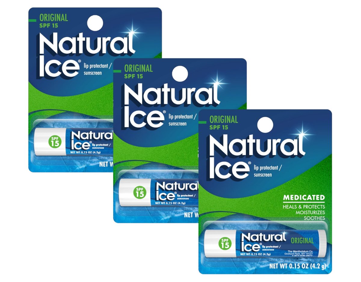 Mentholatum Natural Ice Lip Balm Original SPF 15 - 3-Pack (0.16 Fl Oz Each) - görsel 2