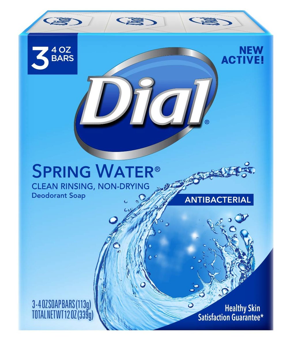 Dial Antibacterial Deodorant Soap Bars, Spring Water Scent, 4 oz (3 Pack) - Effective Hand and Body Cleansing - görsel 2