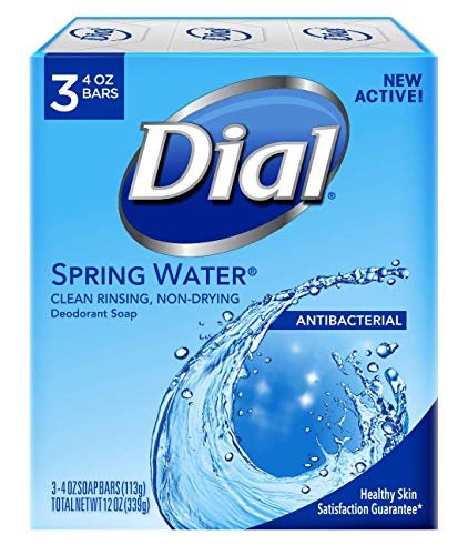 Dial Antibacterial Deodorant Soap Bars, Spring Water Scent, 4 oz (3 Pack) - Effective Hand and Body Cleansing - görsel 1