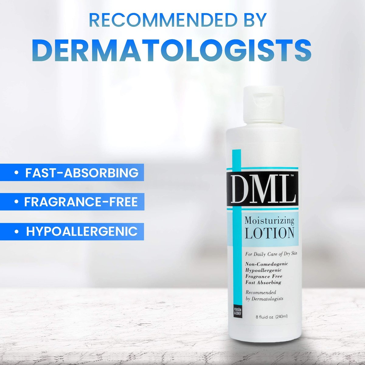 DML Fragrance Free Moisturizing Lotion – 8 oz – For Dry Skin & Eczema Relief - görsel 5