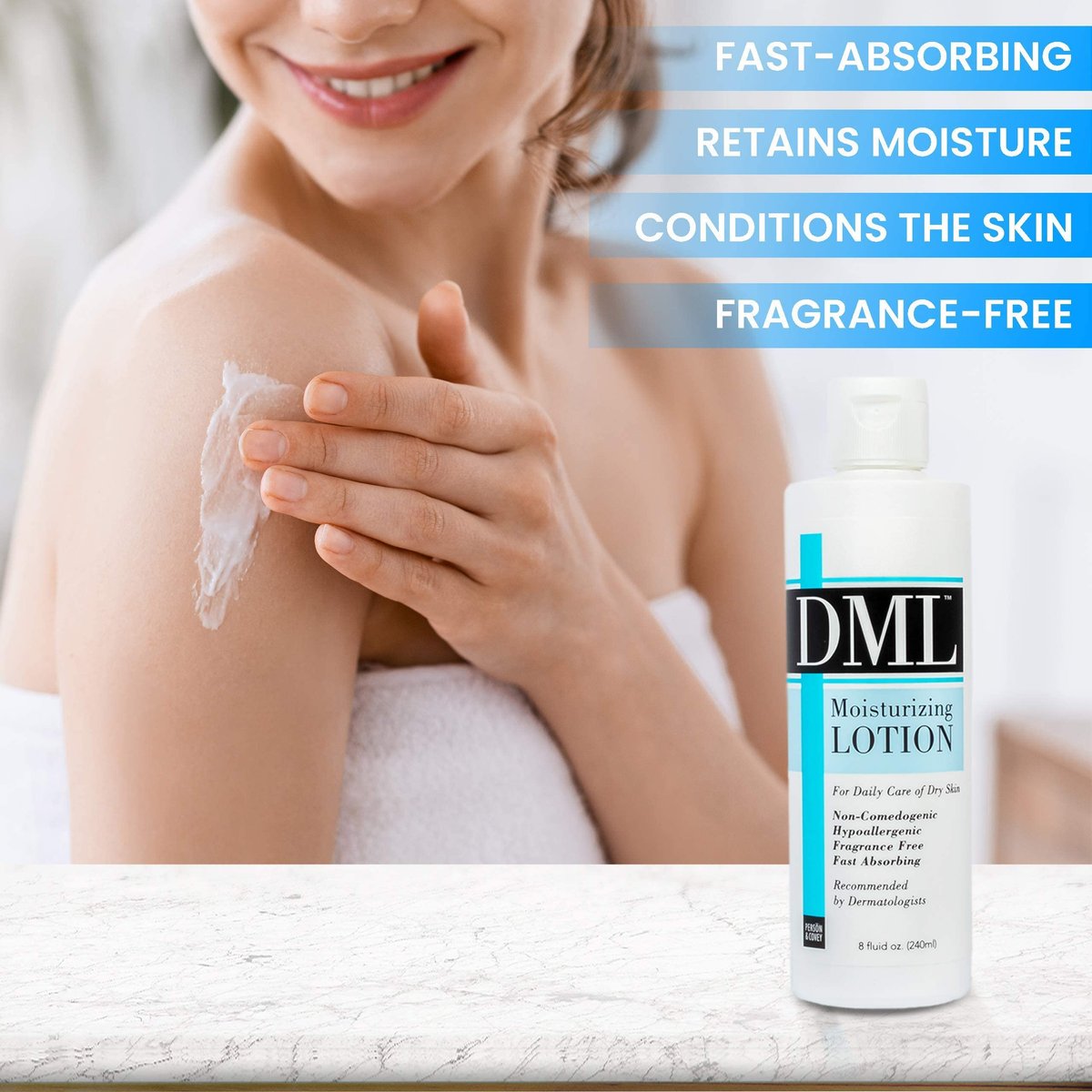 DML Fragrance Free Moisturizing Lotion – 8 oz – For Dry Skin & Eczema Relief - görsel 11