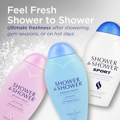 Shower to Shower Original Fresh Body Powder with Chamomile, Talc Free, Sweat Absorbing, Prevents Chafing & Odor, 8 oz (3 Pack) Avelisse