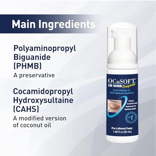 OCuSOFT Original Foaming Eyelid Cleanser - Mild Instant Foam for Sensitive Eyes - Removes Oil, Dust, Pollen & Makeup - 1.68 fl oz Avelisse