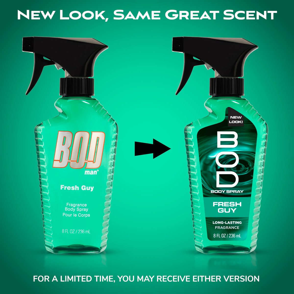 BOD Man Fragrance Body Spray, Fresh Guy, 8 fl oz - Long-Lasting Men's Deodorant Body Spray - görsel 3