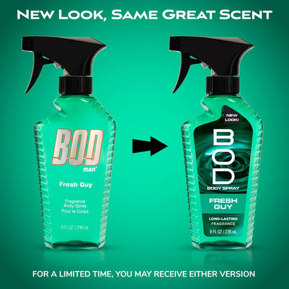 BOD Man Fragrance Body Spray, Fresh Guy, 8 fl oz - Long-Lasting Men's Deodorant Body Spray
