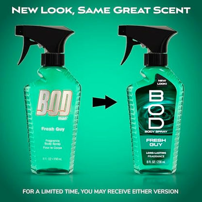 BOD Man Fragrance Body Spray, Fresh Guy, 8 fl oz - Long-Lasting Men's Deodorant Body Spray