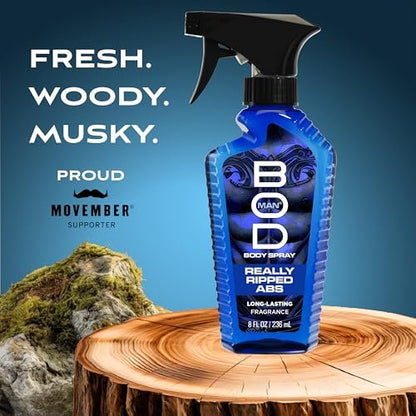 BOD Man Fragrance Body Spray, Really Ripped Abs, 8 fl oz