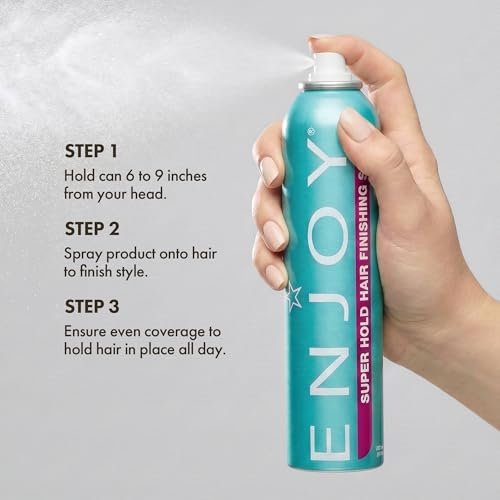 Enjoy Super Hold Hair Finishing Spray – Extra Firm Flexible Hold, Quick-Drying, Humidity-Resistant Hairspray for Volume & All-Day Control, 10 oz Avelisse