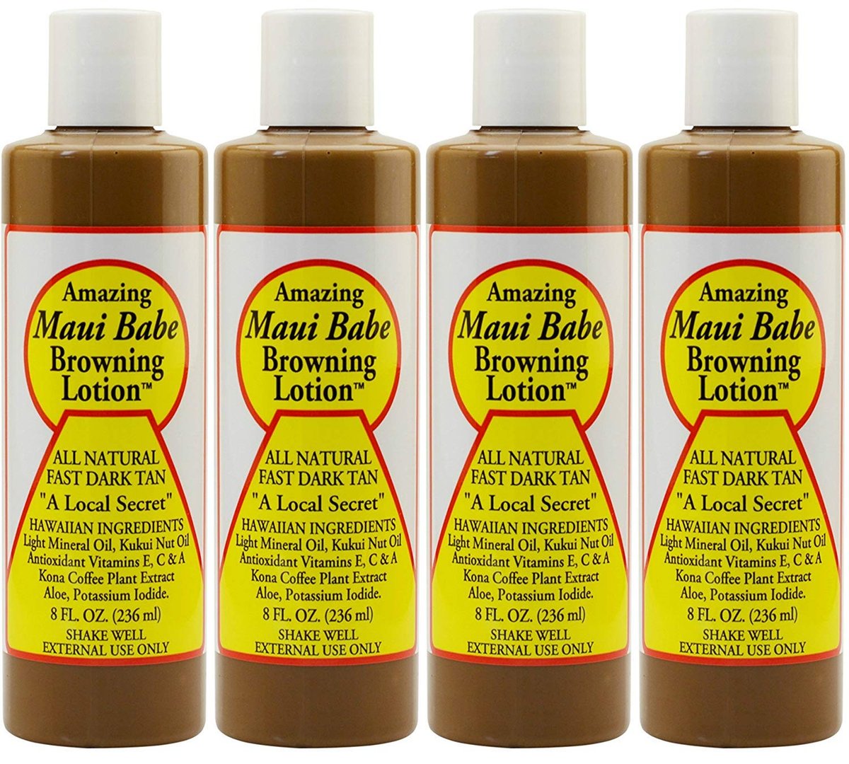 Maui Babe Browning Lotion - 8 Ounce (Pack of 4) for Natural Tanning Avelisse