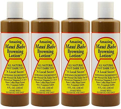 Maui Babe Browning Lotion - 8 Ounce (Pack of 4) for Natural Tanning Avelisse